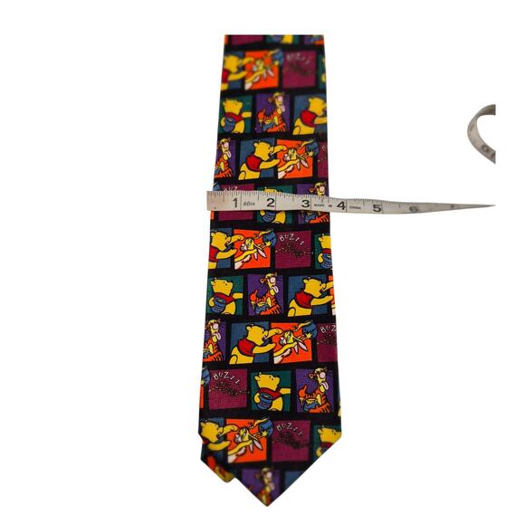Disney Vintage Tie Winnie the Pooh Honeybees Tigger Red Green Purple Orange - Picture 3 of 4